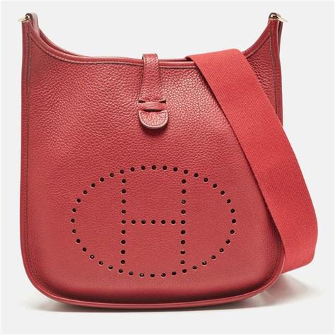 hermes taurillon clemence evelyne ii pm rouge casaque